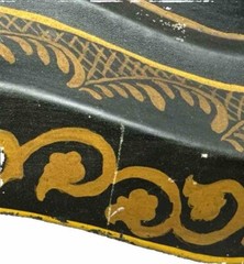 Antique Metal Tole Toleware Tray Hand Painted Large J R Byram Reading MA 1800s