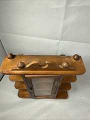 Vintage Miniture Wood Footed Curio Cabinet, with 3 Shelves 8.5″x7″x2″