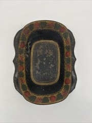 Victorian Antique Toleware Hand Painted Metal Tray & Bowl • Fruit/Foliage