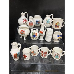 15pc W.H. Goss Miniature Crested China Collection Vintage British Souvenir Lot