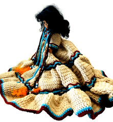 Vtg Fibre Craft Materials Doll w/ Traditional Folk Crochet w/ Beads Dress 1988