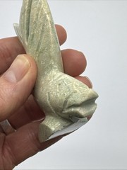 5 Vtg Hand Carved Green Moss Agate Jasper Stone Koi Fish Sculpture Decor 3″ tall