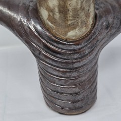 Handmade Studio Pottery Sculptural Vase Textured Brutalist Stoneware Art Vessel