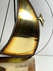 Vintage 1975 Demott Brass Sailing Ship With Original Tag Signed By Artist