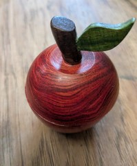 Wooden Pear & Apple Trinket Boxes – Hand Carved & Painted 4″ Tall Including Stem