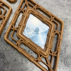 Vintage Homco Home Interior Plastic Faux Wood Wall Art Hanging Plaque Set of 4