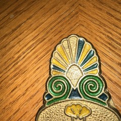 Cloisonné Paper Clip /money Clip Double Sided Brass Greek Horse floral Vintage