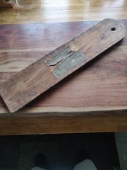 Antique late 19th century Oakleys Wellington knife polish board oak and leather