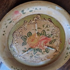 Japan 1940s Hand Painted Occupied Japan Green Pink Roses Small Plates Coasters