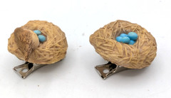 MARJOLEIN BASTIN Hallmark Bird Nest Clip Pair, Blue Eggs Ornaments Vintage, NEW