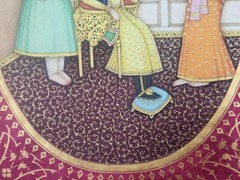 Rare Islamic handmade mughal miniature painting Of Princess Nur Un Nisa Begum