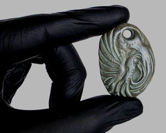 300 BC Ancient Carved Engraved Gemstone Pendant Medallion Amulet Mythical bird