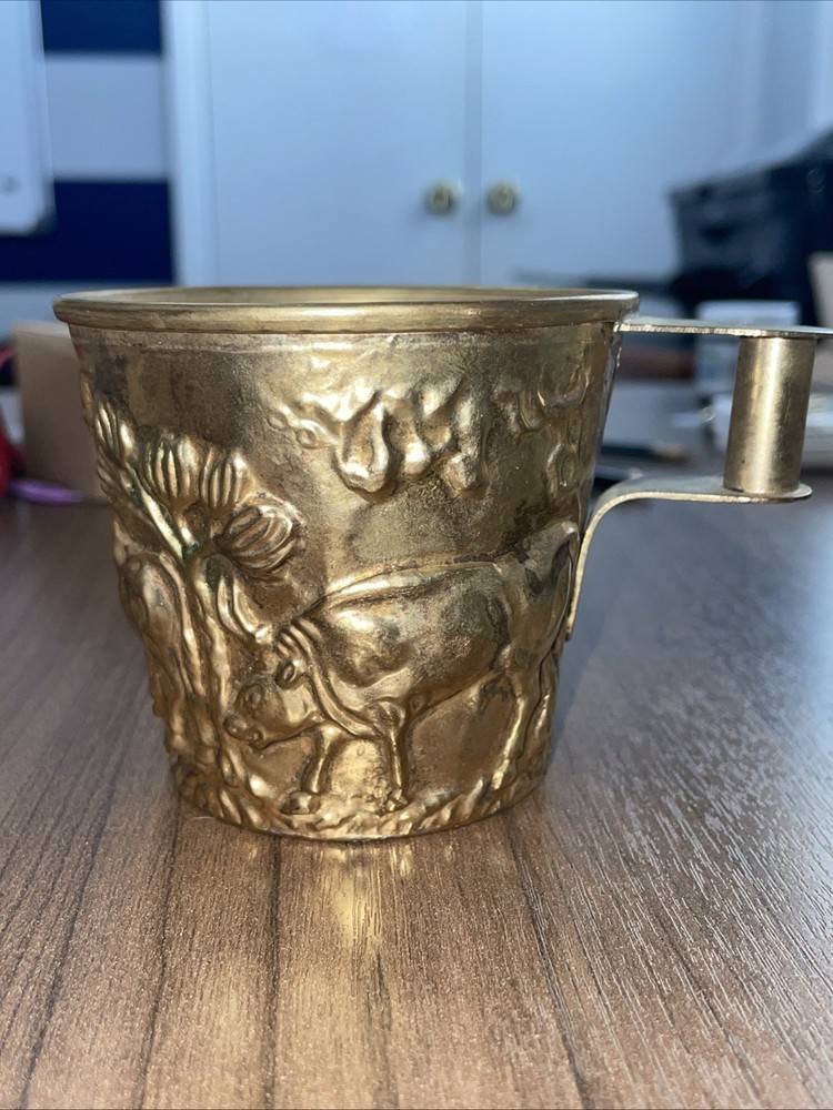 vintage replica of a Vapheio cup- a famous artifact from Ancient Greece – Brass