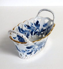 Blue & White Handcut Handpainted Reticulated Porcelain Basket Little Switzerland