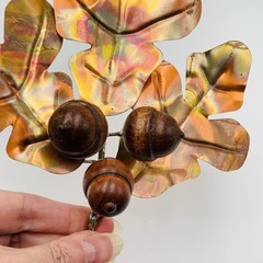 HOMCO Oak Leaves with 3 Wood Acorns Copper Tone Home Interiors MCM Fall Lot