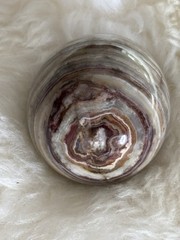 Marble Alabaster Carved Polished Egg Stripey Art Decor Paperweight 3″ Long