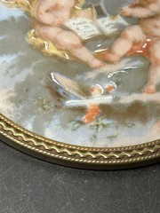 Antique Limoges France Hand Painted Playing Cherubs On Porcelain (LOT OF 2)