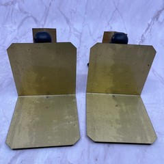1950s MCM Modernist Brass and Wood Stick Figure Bookends Set of 2