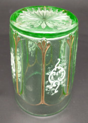 Antique Green White Enameled White Design Tumbler Gold Detail