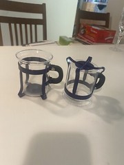Vintage Blue Bodum Bistro Chambord Java Cup Made In Switzerland Set 2 Mugs Cups