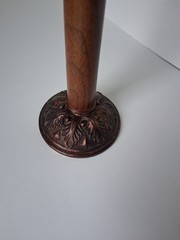 Vintage Wooden Display Stand with Double Rings — Ornate Base, 14” Tall