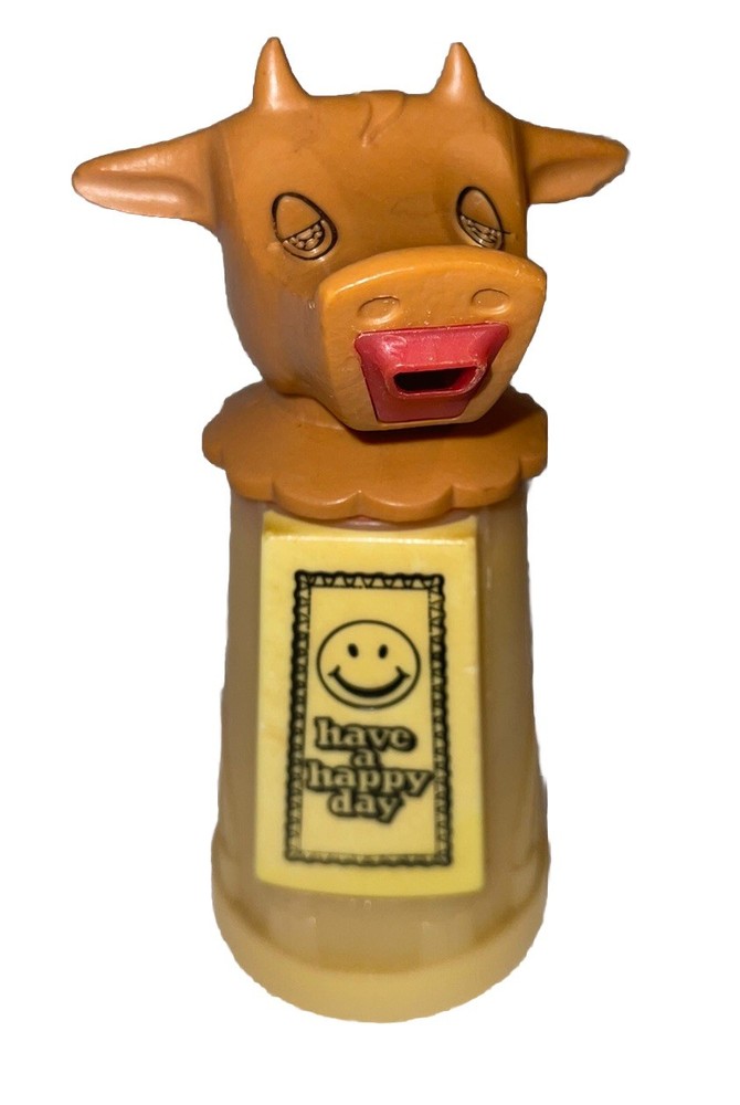 Vintage Moo-Cow Creamer Whirley Industries Plastic Have A Happy Day ￼