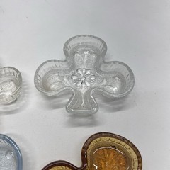VTG Indiana Glass Lot Card Suit Trinket Dishes Clover Diamond Heart Etc