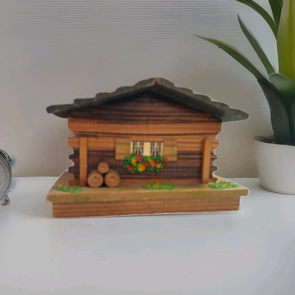 Vintage Musical Wooden Swiss Chalet Cottage Music Box “Edelweiss” Handpainted