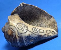 PRE-COLUMBIAN MAYAN CARVED SNAIL, CODEX TYPE
