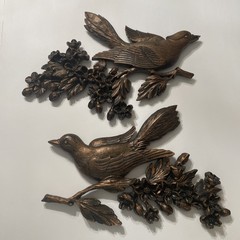 Vintage Dart Coppercraft Guild 1967 Birds & Dogwood Floral Wall Art Decor Set 2