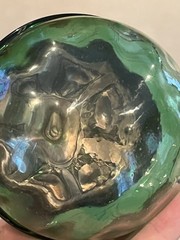Antique Art Nouveau Austrian Jugendstil Green Glass Vessel w/ Metal Lid