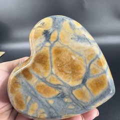 Vintage Hand Made Carved Jasper Heavy Stone Marble Heart Trinket Holder W Hearts
