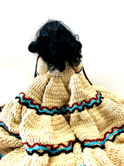 Vtg Fibre Craft Materials Doll w/ Traditional Folk Crochet w/ Beads Dress 1988