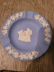 Set of 3 Vintage Wedgwood Heart Blue Jasperware Three ASHTRAYS All VGC