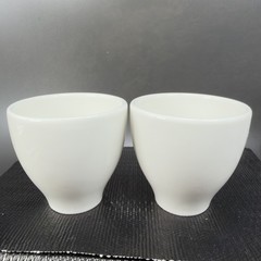 For Life Forlife White Stoneware Ceramic Footed Cups Tumblers Mugs Set 2 Marked