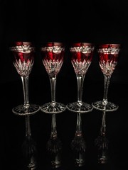 Faberge Na Zdorovye Cordial Liqueur Red Glasses NIB