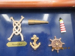 Nautical Wooden Framed Knot Display Featuring Collection of Rope Knots Ship