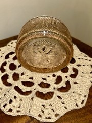 Vintage Indiana GlassTiaraSandwich Glass/Pink/Trinket Box with papers/Sticker3pc