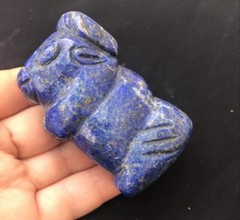 Highe Grade Lapiz Lazui Stone Very Antique Old Wild Bull Animal Amulet Bead
