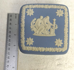 Wedgwood Assorted Lot Of 9 Pieces Blue Jasperware Montreal Olympics Plate, Vase