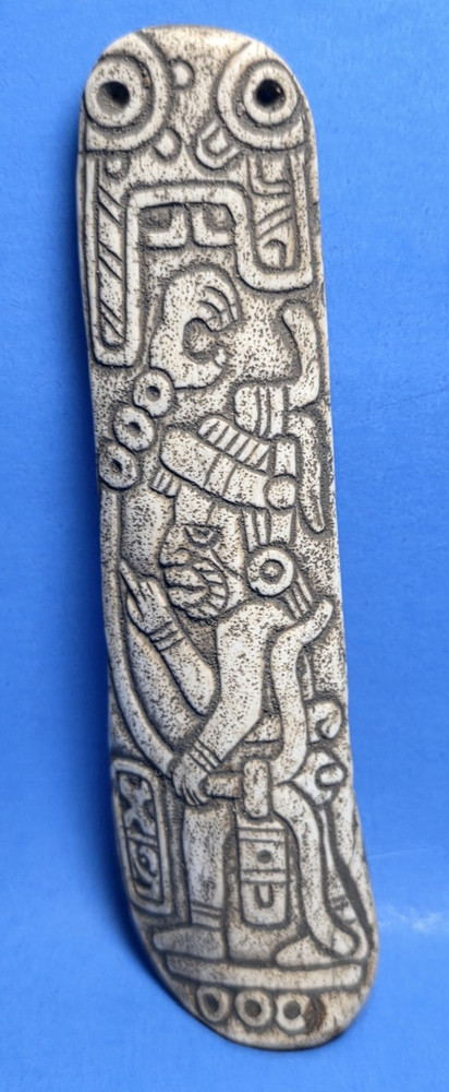 PRE-COLUMBIAN AZTEC BONE CODEX-TYPE PENDANT 1300 AD-1520 AD
