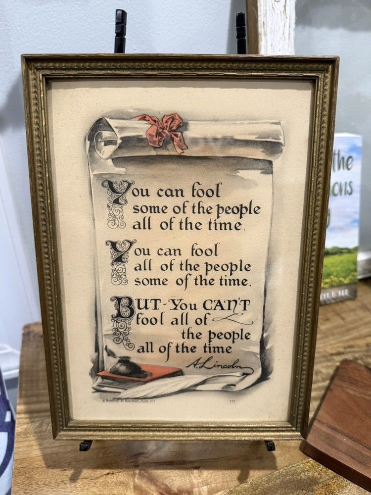 Vintage Framed Print by Reinthal & Newman NY Abraham Lincoln “You can Fool”