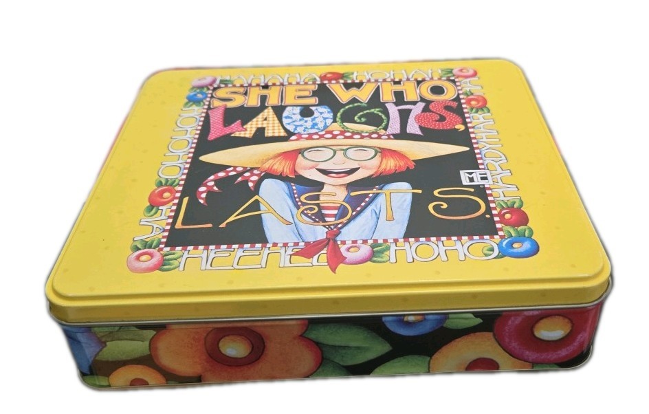 Mary Engelbreit Tin Collectible SHE WHO LAUGHS LAST JCPenney Exclusive