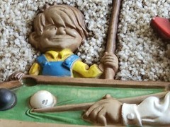Vintage Mid Century 1971 Sexton #792 Men and Boy Shooting Pool Cast Iron