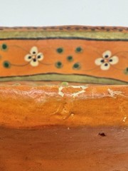 Vtg Artisan Hand Painted Floral Papier Mache Bowl Platter Folk Art Decor