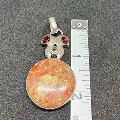 Dragon Blood Jasper And Gemstone Sterling Silver Pendant