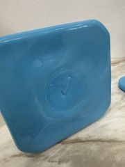 Cambridge Blue Opaline Azurite Candlestick Pair 1920’s Art Nouveau Home Decor