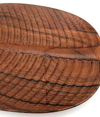 Carved Wood Leaf Tray Stem Handle Nice Grain