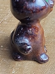 Small Mini Vintage Ceramic Cat Kitten Miniature Brown Orange Ears 2” Unbranded