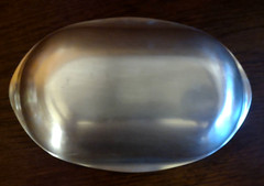 VTG Silver Tone Stainless Steel Metal Small Serving Dish Brush Swirl Modernist
